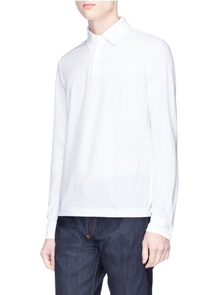 Front View - Click To Enlarge - INCOTEX - Long sleeve jersey polo shirt
