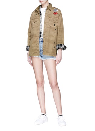 Figure View - Click To Enlarge - CURRENT/ELLIOTT - 'The Ultra' frayed cuff denim shorts