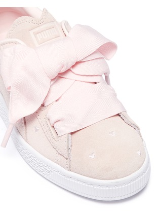 Detail View - Click To Enlarge - PUMA - 'Suede Heart Valentine' bow tie kids sneakers