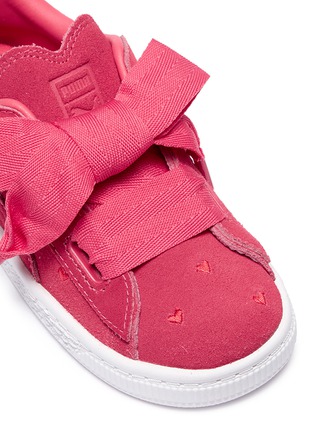 Detail View - Click To Enlarge - PUMA - 'Suede Heart Valentine' ribbon tie toddler sneakers
