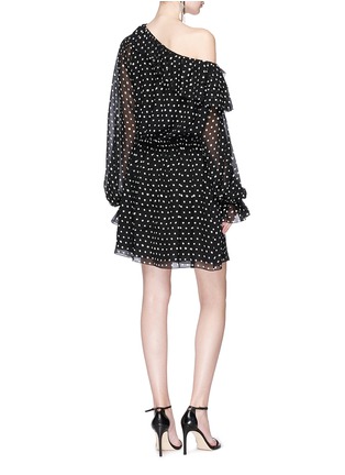 Figure View - Click To Enlarge - SAINT LAURENT - Polka dot print one-shoulder chiffon dress