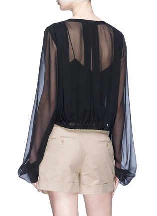 Back View - Click To Enlarge - SAINT LAURENT - Tassel tie silk crepe blouse