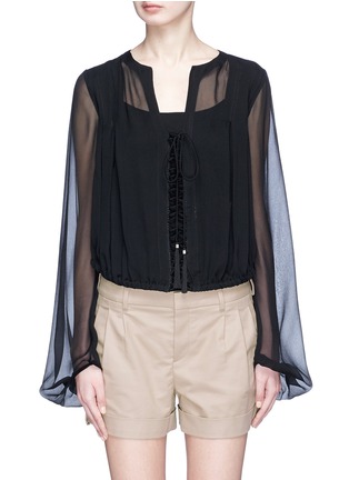 Main View - Click To Enlarge - SAINT LAURENT - Tassel tie silk crepe blouse
