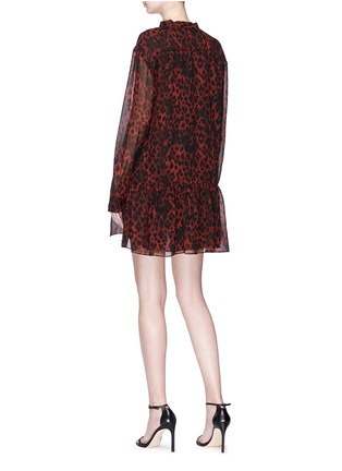 Figure View - Click To Enlarge - SAINT LAURENT - Neck tie leopard print chiffon mini dress