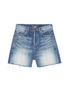 Main View - Click To Enlarge - SAINT LAURENT - Logo stitched raw edge shorts
