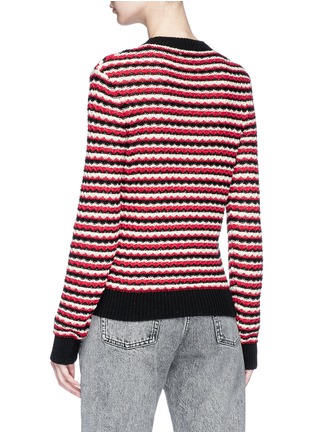 Back View - Click To Enlarge - SAINT LAURENT - Stripe crochet sweater