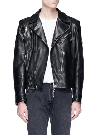 Main View - Click To Enlarge - ALEXANDER MCQUEEN - Detachable sleeve calfskin leather biker jacket