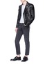 Figure View - Click To Enlarge - ALEXANDER MCQUEEN - Detachable sleeve calfskin leather biker jacket