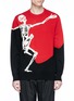 Main View - Click To Enlarge - ALEXANDER MCQUEEN - Dancing skeleton intarsia colourblock sweater