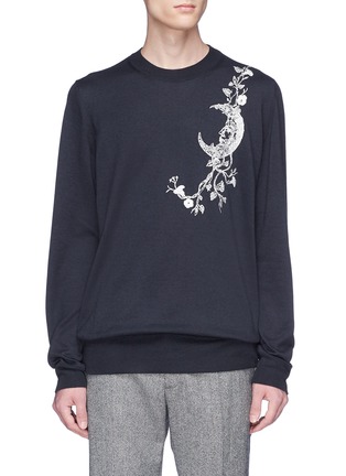 Main View - Click To Enlarge - ALEXANDER MCQUEEN - Floral moon embroidered cashmere-silk sweater