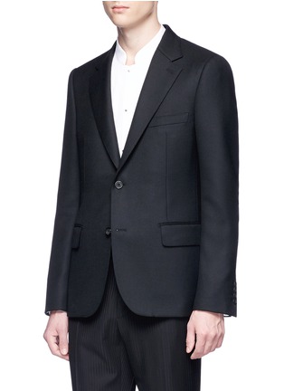 Detail View - Click To Enlarge - ALEXANDER MCQUEEN - Detachable lambskin leather panel wool-mohair blazer