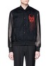 Main View - Click To Enlarge - ALEXANDER MCQUEEN - Skull embroidered lambskin leather sleeve bomber jacket