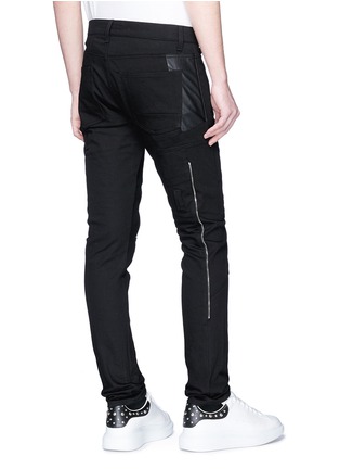 Back View - Click To Enlarge - ALEXANDER MCQUEEN - Leather zip panel biker jeans