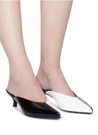 Figure View - Click To Enlarge - TIBI - 'Frank' colourblock crinkled patent leather mules