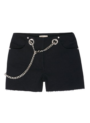 Main View - Click To Enlarge - 10229 - 'Noemie' chain belt cutoff denim shorts
