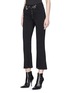 Front View - Click To Enlarge - 10229 - 'Morgan' belted cropped flared denim pants