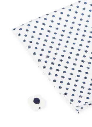 Detail View - Click To Enlarge - LARDINI - Floral dot print linen-silk pocket square