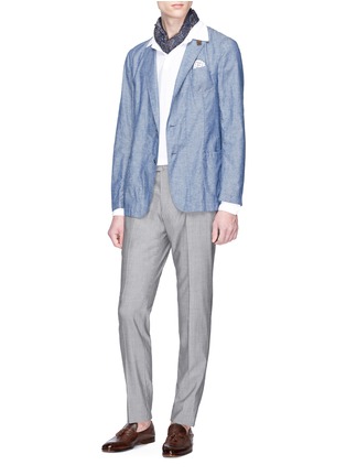 Figure View - Click To Enlarge - LARDINI - Cotton-linen chambray soft blazer