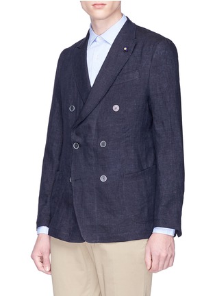 Front View - Click To Enlarge - LARDINI - 'Easy' double-breasted linen soft blazer