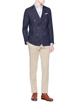 Figure View - Click To Enlarge - LARDINI - 'Easy' double-breasted linen soft blazer