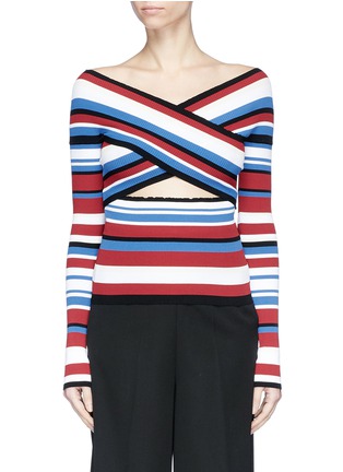 Main View - Click To Enlarge - MRZ - Cutout cross front stripe sweater