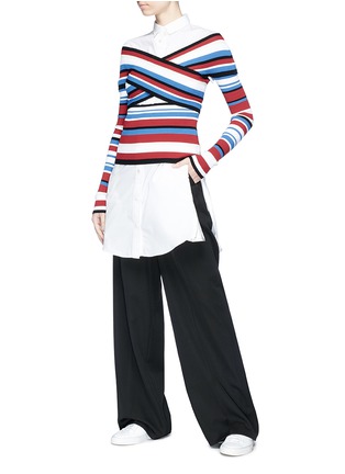 Figure View - Click To Enlarge - MRZ - Cutout cross front stripe sweater