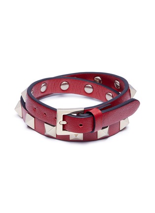 Valentino Rockstud Leather Double Wrap Bracelet