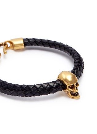 Detail View - Click To Enlarge - ALEXANDER MCQUEEN - Skull charm braided leather bracelet