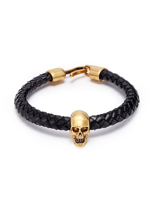 Main View - Click To Enlarge - ALEXANDER MCQUEEN - Skull charm braided leather bracelet