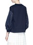 Back View - Click To Enlarge - MONCLER - Eyelet lace puff sleeve sweatshirt