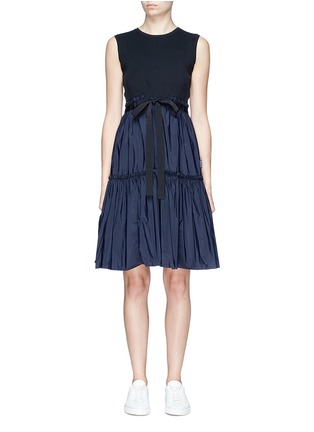 Main View - Click To Enlarge - MONCLER - Taffeta skirt belted knit dress