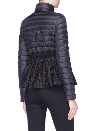 Back View - Click To Enlarge - MONCLER - 'Serpentine' tie eyelet lace peplum down puffer jacket