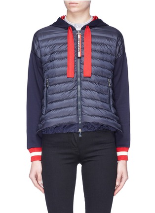 Main View - Click To Enlarge - MONCLER - Sweatshirt panel hooded down puffer jacket