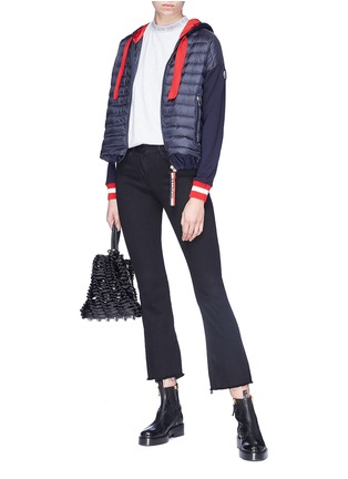 Figure View - Click To Enlarge - MONCLER - Sweatshirt panel hooded down puffer jacket