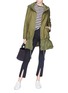 Figure View - Click To Enlarge - MONCLER - Drawstring peplum hooded coat