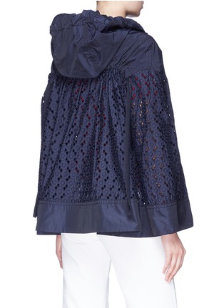 Back View - Click To Enlarge - MONCLER - 'Obsidienne' drawstring back eyelet lace hooded cape jacket