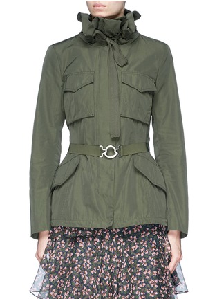 Main View - Click To Enlarge - MONCLER - 'Sodalite' drawstring collar belted twill jacket