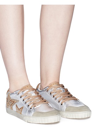 Figure View - Click To Enlarge - ASH - 'Magic' star patch metallic leather sneakers