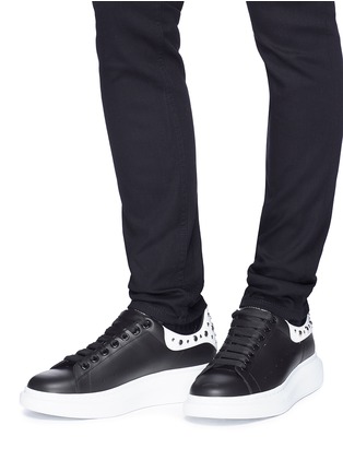 Figure View - Click To Enlarge - ALEXANDER MCQUEEN - 'Oversized Sneaker' in leather with stud collar