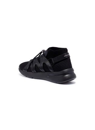 Detail View - Click To Enlarge - ALEXANDER MCQUEEN - Leather caged knit sock sneakers