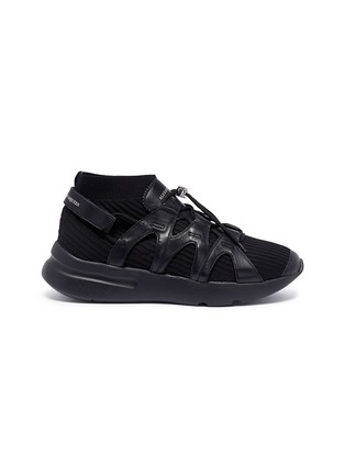 Main View - Click To Enlarge - ALEXANDER MCQUEEN - Leather caged knit sock sneakers