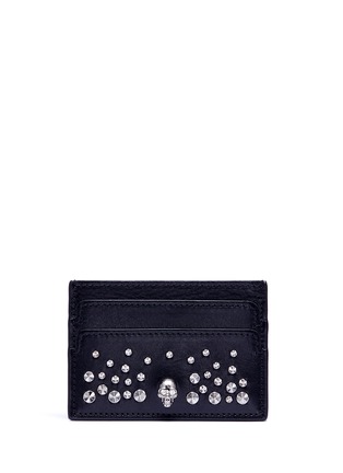 Main View - Click To Enlarge - ALEXANDER MCQUEEN - Skull stud leather card holder