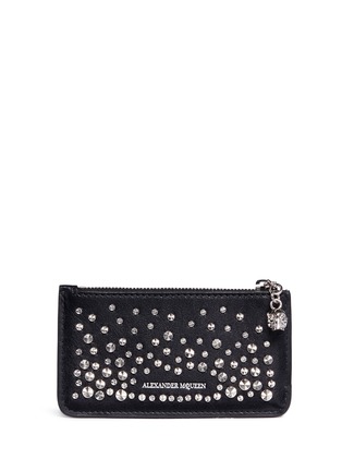 Main View - Click To Enlarge - ALEXANDER MCQUEEN - Skull zip stud leather card holder