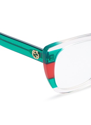 Detail View - Click To Enlarge - GUCCI - Web stripe acetate square optical glasses