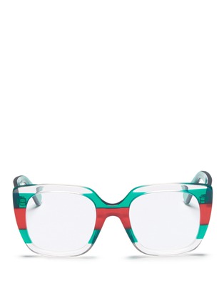 Main View - Click To Enlarge - GUCCI - Web stripe acetate square optical glasses