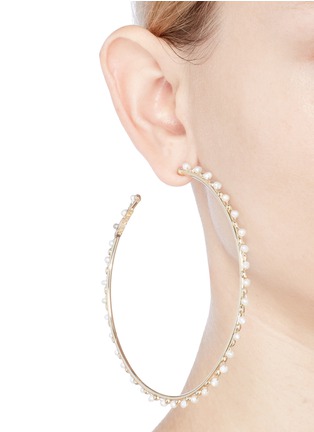 Figure View - Click To Enlarge - ROSANTICA - 'Angola' faux pearl large hoop earrings