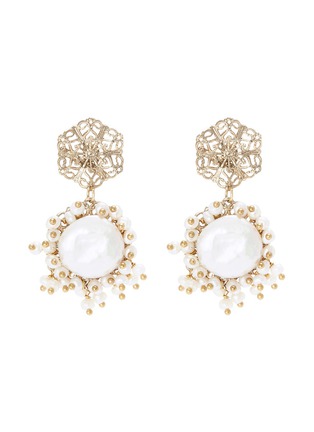 Main View - Click To Enlarge - ROSANTICA - 'Corte' filgree stud faux pearl drop earrings