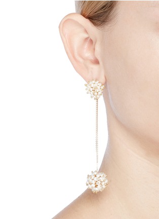 Figure View - Click To Enlarge - ROSANTICA - 'Suono' faux pearl cluster drop earrings