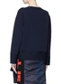 Back View - Click To Enlarge - STELLA MCCARTNEY - Button shoulder sash tie extra fine Merino wool sweater