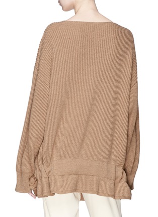 Back View - Click To Enlarge - STELLA MCCARTNEY - Drawstring hem cashmere-wool rib knit sweater